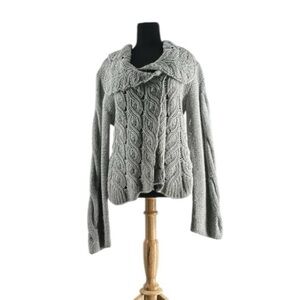 Line the label cardigan sweater  cashmere angora chunky cable
Knit soft sz M